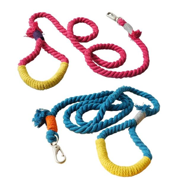 

150cm durable strong round cotton braided lead rope belt for pet dog training walking leash collars & leashes