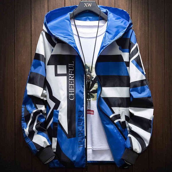 

2021 5xl 6xl 7xl 8xl men's windbreaker fashion large pattern hooded casual windbreaker,spring /autumn thin section, Black