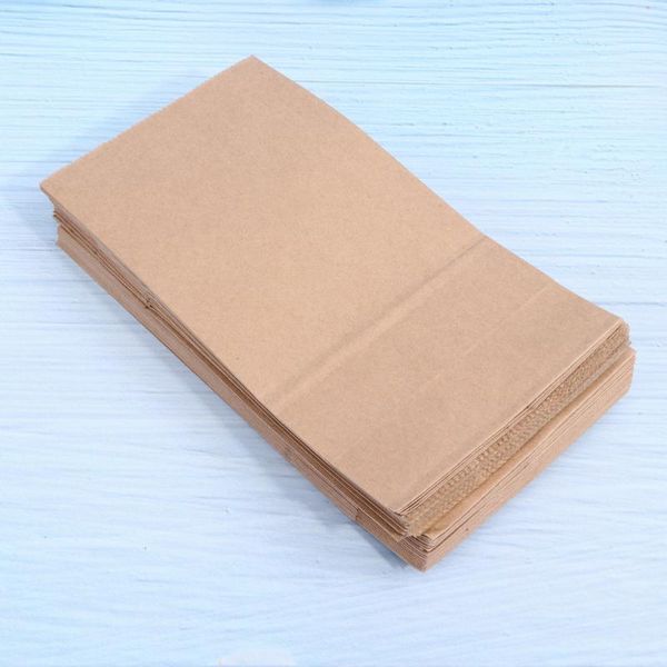 

storage bags 100pcs kraft paper food pouch square bottom packaging bag practical container takeaway packing for shop restaurant (18