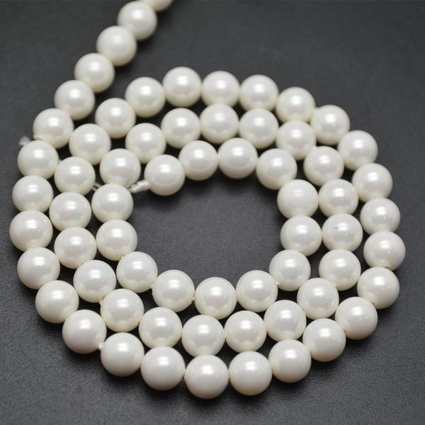 

6mm 8mm 10mm white shell pearl round loose beads fashion jewelry making supplies