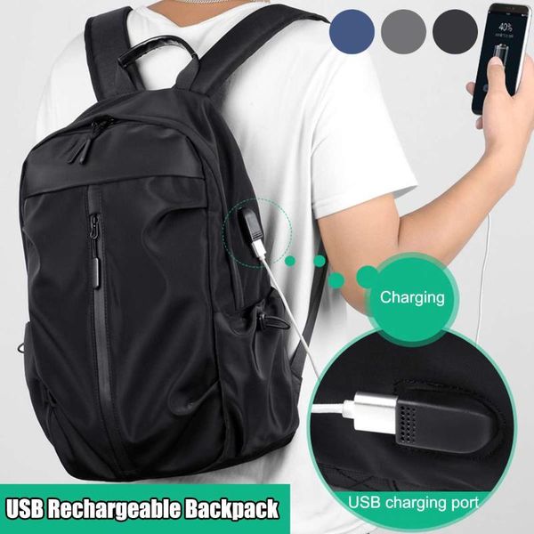 

backpack stylish simple men's business casual computer bag student usb rechargeable travel waterproof gift for boyfriend