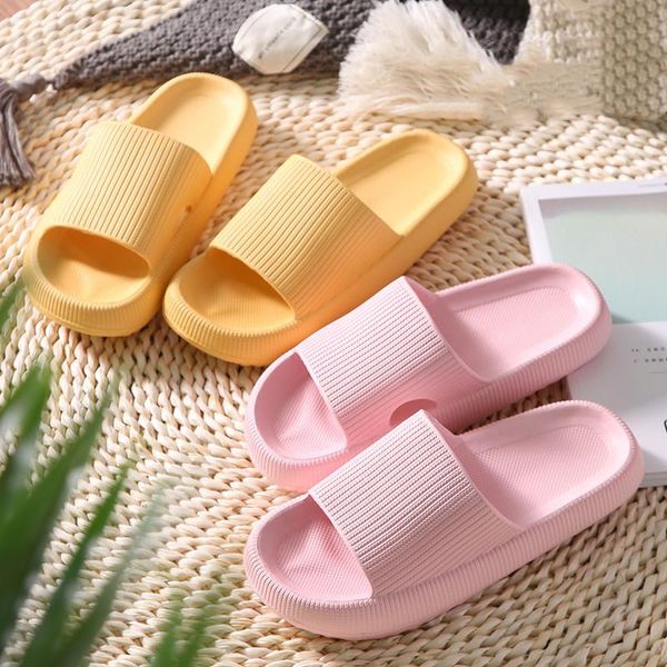 

slippers fashion women thick platform indoor bathroom slipper lovers soft eva anti-slip home floor slides ladies summer shoes, Black