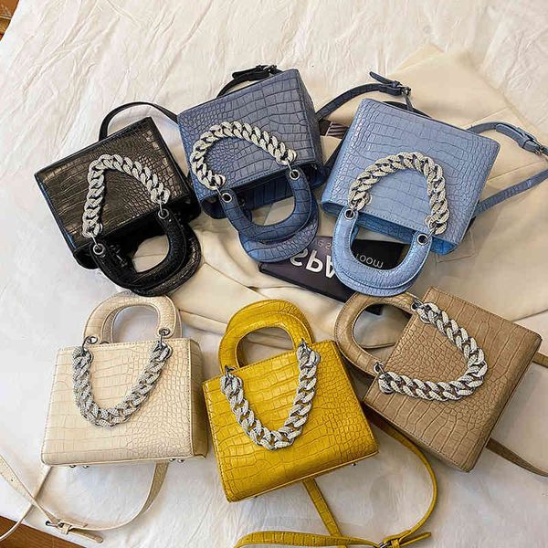 

female high bag quality diana fashion crocodile shaped chain portable single shoulder bright diamond