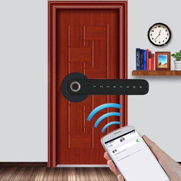 

smart lock bluetooth fingerprint biometric automatic unlock app keyless entry door for home/el/apartment