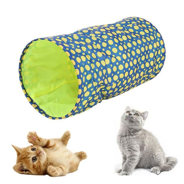 

cat teaser toy pet toys interactive tunnel cage 2 holes play tubes balls collapsible crinkle kitten supplies