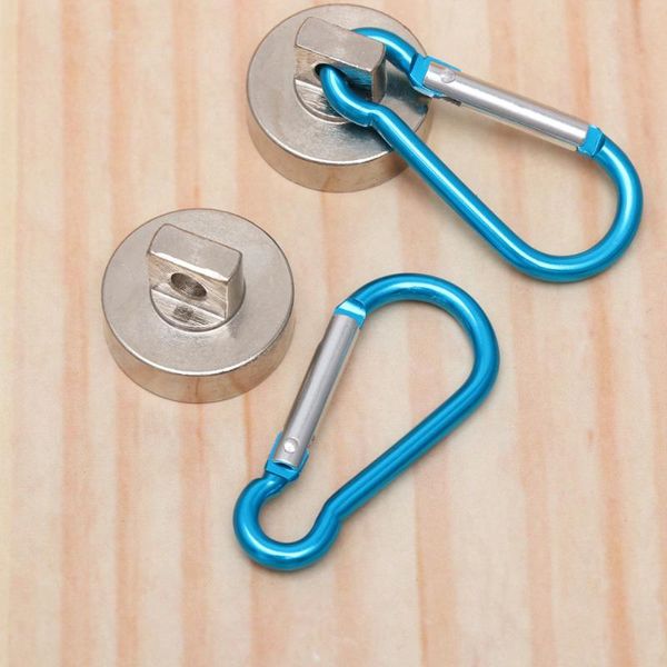 

pcs magnetic hooks 22kg heavy duty magnet with swiveling carabiner snap hook for indoor/outdoor hanging bag kitchen gar & rails