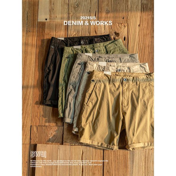 

summer classical shorts men little elastic basic solid quality knee-length garment washed trousers 210714, White;black