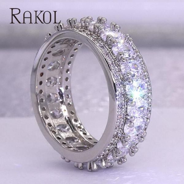 

cluster rings rakol luxury zirconia ring for men women wedding party prom banque anniversary jewelry geometric fashion gift rrl111t, Golden;silver
