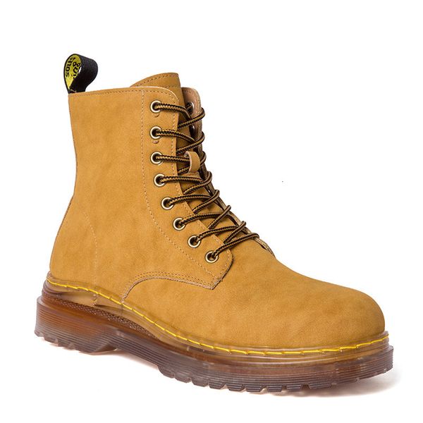 

martin boots men's high autumn and winter new rhubarb fashion outdoor work leather, Black