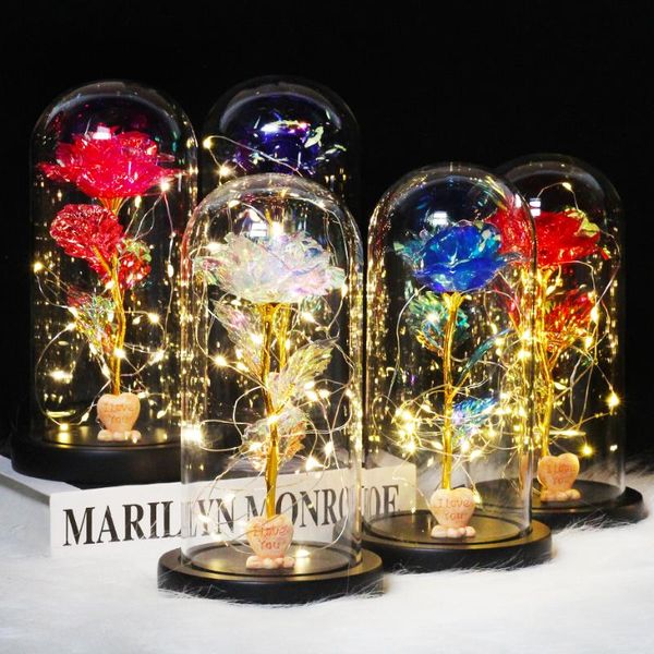 

decorative flowers & wreaths colorful roses with my unique gift "i love you" cylindrical glass led lights, valentine's day, m