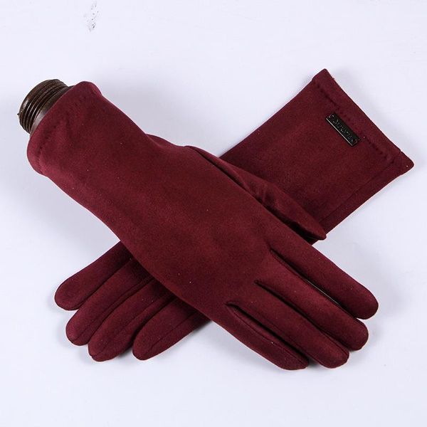 

sports gloves the ms. qiu dong season with velvet fashion faux suede warm touch screen wind lovely outdoor cycling, Black
