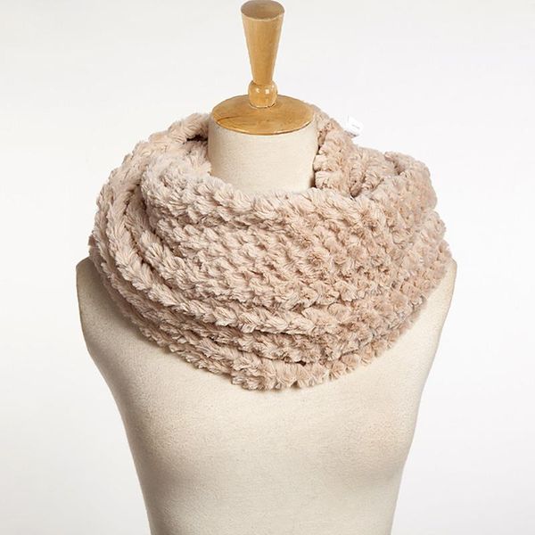 

scarves women faux fur circle cable cowl neck winter warm long scarf shawl, Blue;gray