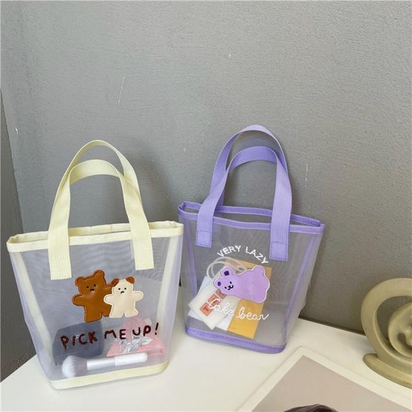 

evening bags transparent small handbag 2021 summer bear cortoon korean version shoulder letter beach bag women purses and handbags