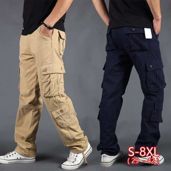 

men's pants trousers pantalon casual spring cotton khaki mens men cargo pant office formal for long tactical military militaire home, Black