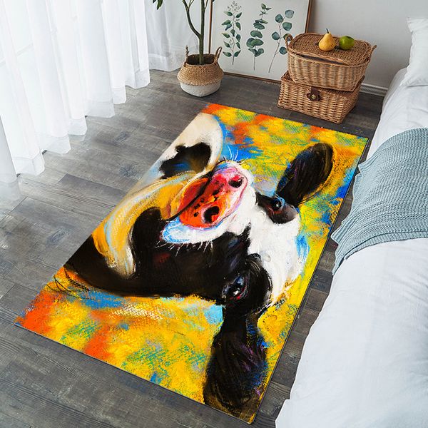 Tapetes de vaca tapetes de cabeceira decorativa área de piso tapete para quarto de família tapetes de espessura tapete