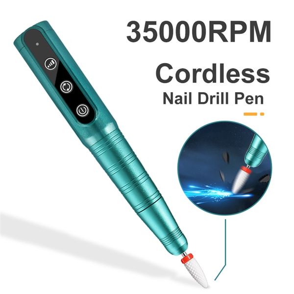 35000 RPM Nail Drill Machine Cordless Pen for s Pedicure Portable Electric File Cutter manicure Salon 220222