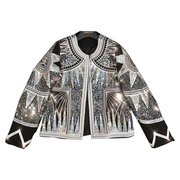 

women's jackets long sleeve coat glitter luxury bling gloris sparkling party wedding offical tv show live program full sequins, Black;brown