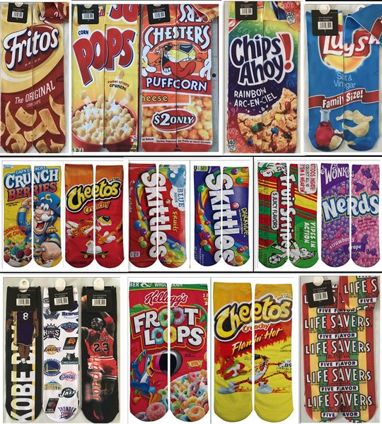 

mens womens kids 3d cartoon snacks socks printed cheerleader girls sports multicolors basketball stocking anime funny food pizza sock 30-47c, Black