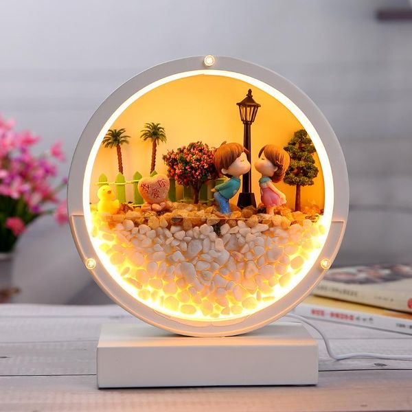 

decorative objects & figurines dried flower led night light statue usb charging with cable bedroom decor gift touch bedside lamp home reri8