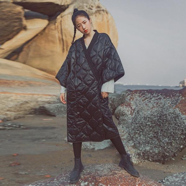 

casual dresses vintage cotton jacket dress women autumn winter loose plus size clothing slim bandage robes for lady rh157, Black;gray