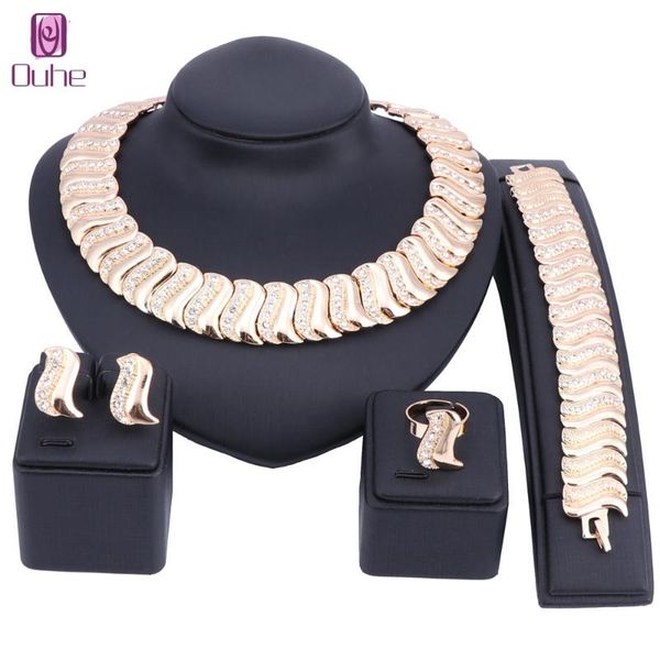 

earrings & necklace fashion gold color wedding party african beads jewelry sets dubai crystal costume romantic design, Silver