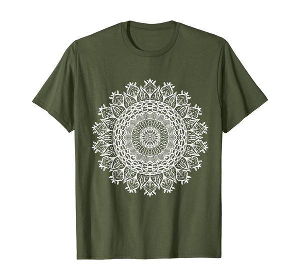 

bohemian mandala yoga spiritual meditation t-shirt, White;black
