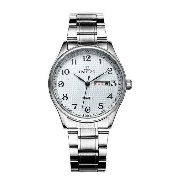 

wristwatches high-end waterproof dual-calendar steel band watch fashion couple men's and women's watches business, Slivery;brown