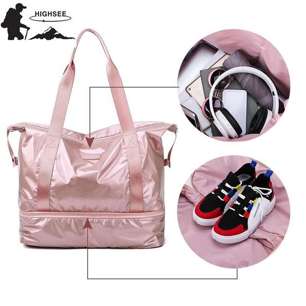 

outdoor bags waterproof nylon sports gym bag men women with shoes compartment travel fitness training multifunction shoulder