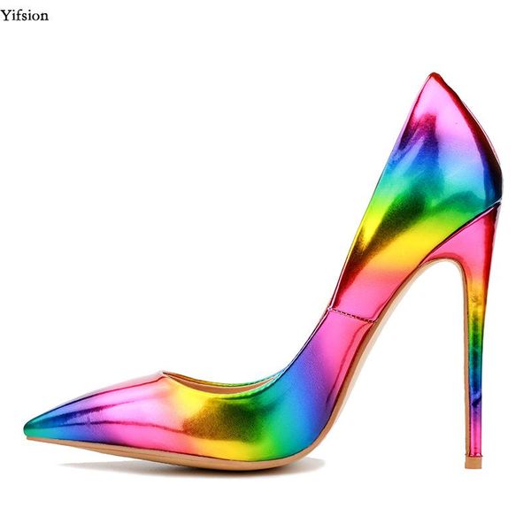 

olomm women shiny pumps stiletto heels nice pointed toe rainbow gold-rainbow party shoes plus us size 4-18 dress, Black