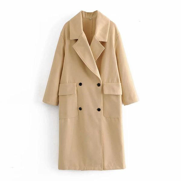 

blends autumn winter women long coat buttons casual elegant warm windbreaker outerwear trench parka female jacket, Black