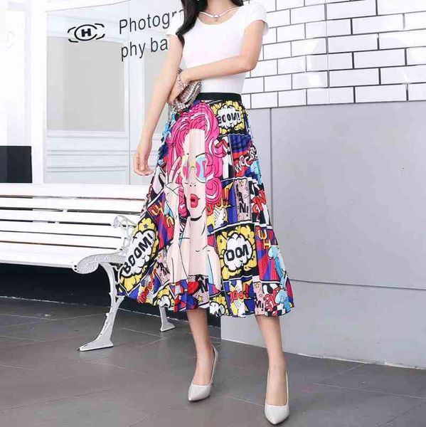 

skirts spring and summer half pleated skirt, women's drs, large swing skirt, Black