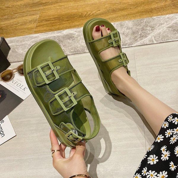 

summer women platform sandals casaul shoes chunky leather outdoor beach women's flat dress, Black