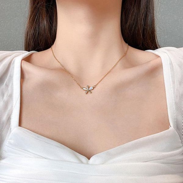 

pendant necklaces find me simple summer titanium steel rhinestone copper flower clavicle necklace for women jewelry accessories, Silver