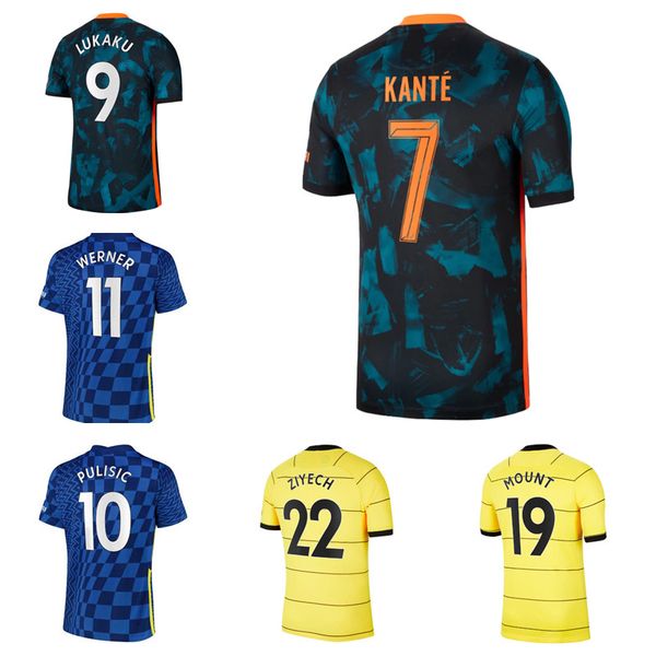 

cfc soccer jerseys lukaku ziyech pulisic mount kante havertz werner abraham chilwell giroud hudson odoi 2021 2022 saul football shirt 21 22, Black;yellow
