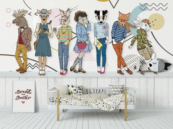 

wallpapers nordic carton murals forest animal kids bedroom wallpaper luxury wall mural painting art hd canvas prints paper