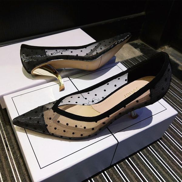 

dress shoes kmeioo classic black polka dot pumps pointed toe high heels woman shallow strange style