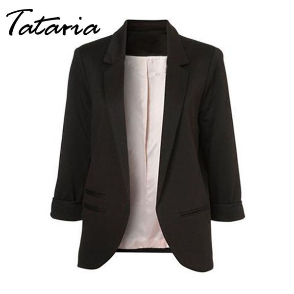 

spring autumn ladies blazer long sleeve women s and jackets office lady feminine femme red black 210514, White;black