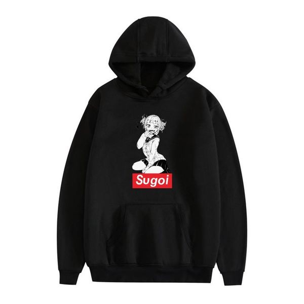 

men's hoodies & sweatshirts winter anime senpai design print fleece men women streetwear funny black hoody man clothes