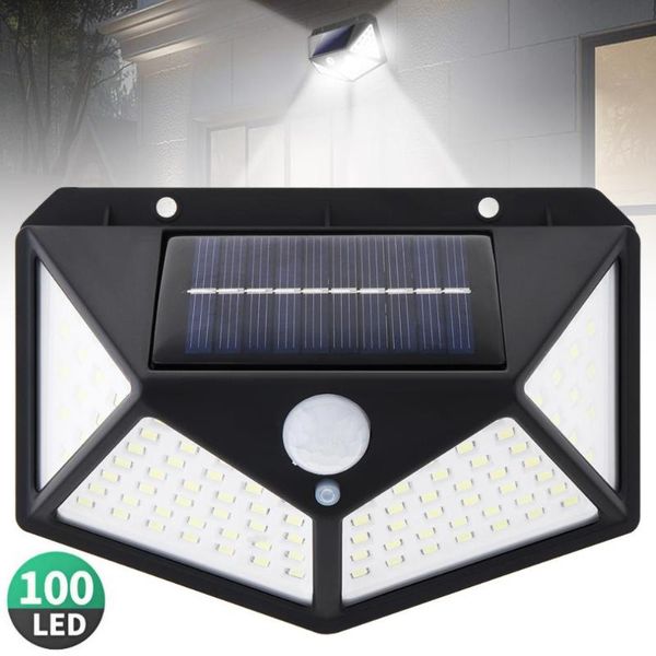 

solar lamps 100 led power light 3 modes 270 degree angle illumination motion sensor wall lamp outdoor waterproof garden yard