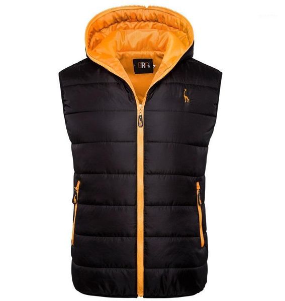

winter jacket men hoodied vest zipper mens sleeveless casual waistcoat men's vests, Black;white