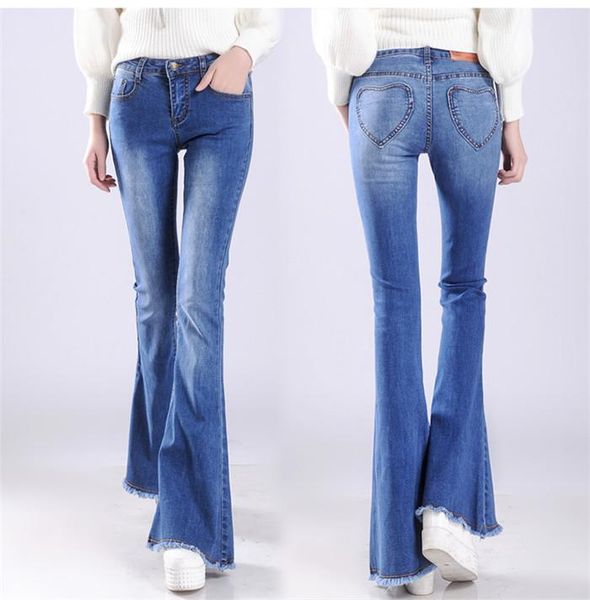

women's jeans spring female long pants thin wide legs, Blue