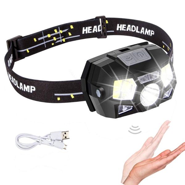 

mini rechargeable led headlamp body motion sensor usb headlight lantern head light lamp camping bike lights