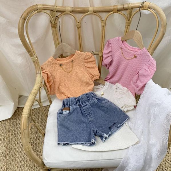 

korea style girls t-shirt cotton summer fashion 3-8t a733 t-shirts, Blue