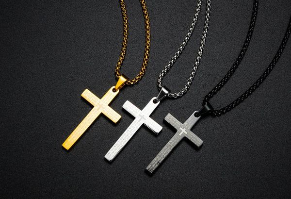 

pendant necklaces accessories cross scripture titanium steel necklace punk hip hop rock style, Silver