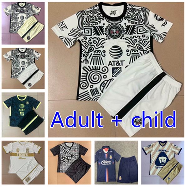 

2021 + kids kit chivas soccer jersey tiger mexico liga mx 21 22 guadalajara monterrey 2022 america boys football sh, Black;yellow