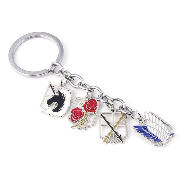 

keychains attack on titan keychain shingeki no kyojin anime cosplay wings of liberty key chain rings for motorcycle car keys gifts llavero, Silver