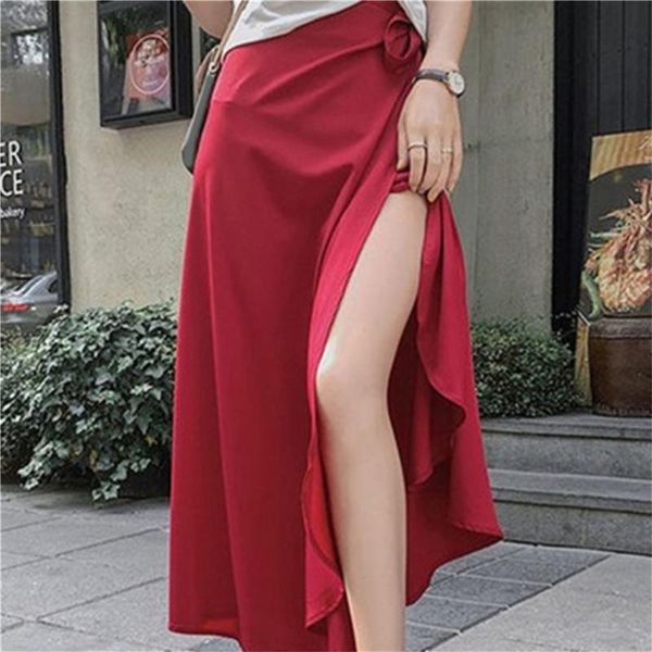 

two piece dress summer skirts womens 2021 high waist side tie beach casual wrap skirt women solid elegant midi woman clothes, White