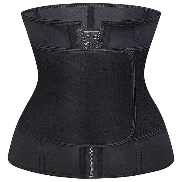 

women's shapers black waist trainer 9 steel boned modeling strap neoprene binders and zipper sheath reductive girdle cinchers, Black;white
