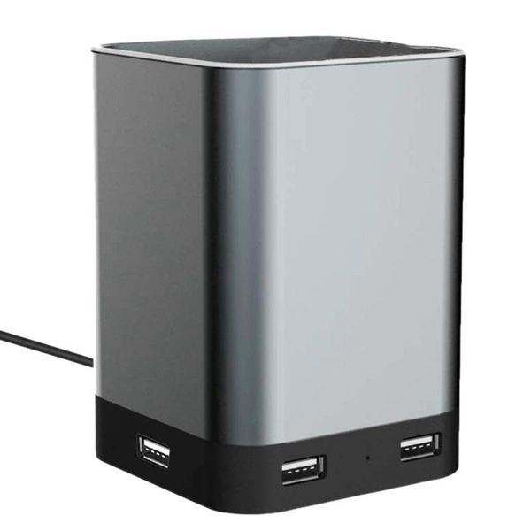 

hubs vaydeer usb pen holder dark silver aluminum pencil with 4 2.0 ports