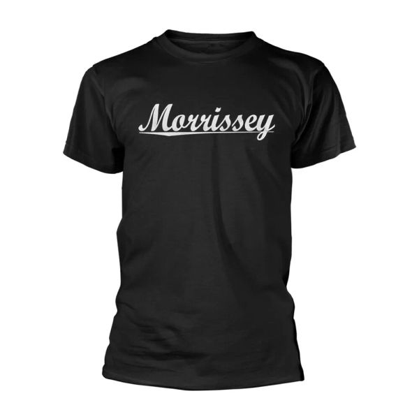 

morrissey text logo licensed men t-shirt, White;black